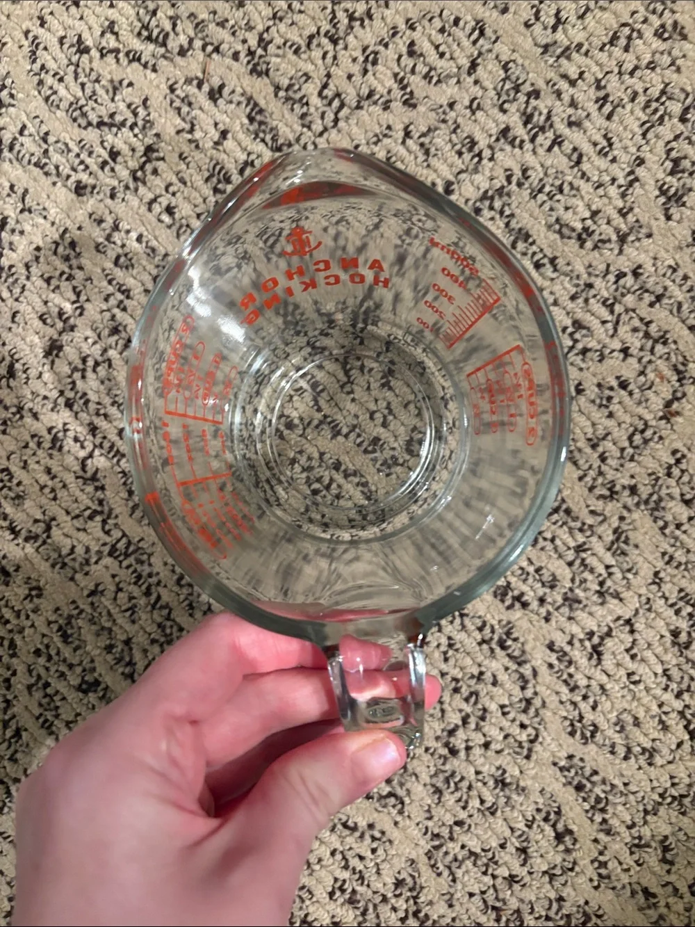 Clear Glass Measuring Cup with Red Markings - 2 Cup